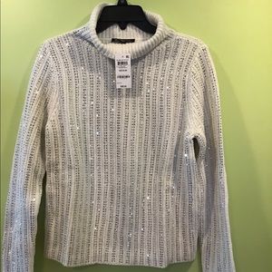 INC  long sleeve rhinestone cowlneck sweat…